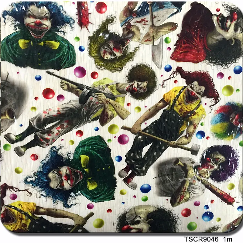 TSAUTOP Size 0.5m X 20m Water Transfer Printing Foil Zombies Water Transfer Printing Film SKULL WDF9046