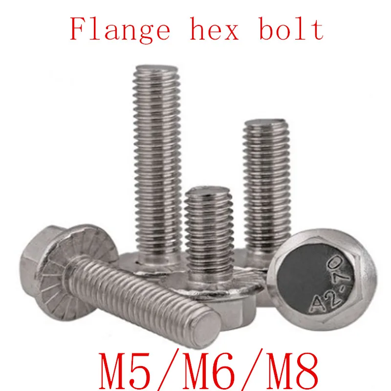 

5pcs stainless steel flange hex bolt m5 m6 m8*16/20/25/30/35/40