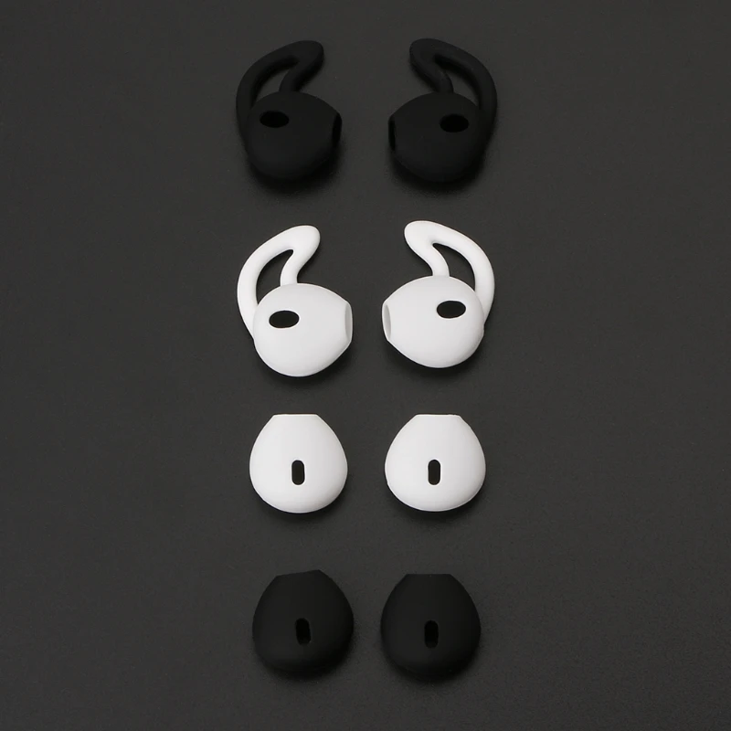 Silicone Earbud Covers with Ear Hooks - Noise-Isolating Eartips (2/4 Pairs)