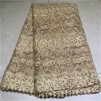 

High Quality African Swiss Voile Lace In Switzerland For Party With Stones 5Yards 2018 New Design African Laces Fabric gold