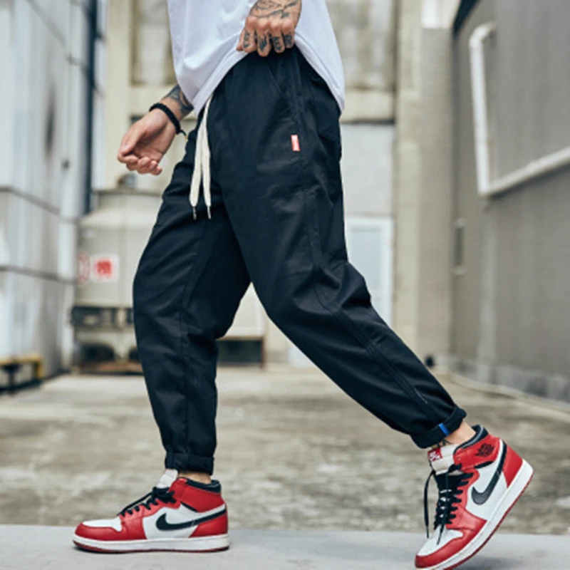2019 Summer new wild nine pants overalls joggers men's sweatpants casual solid color loose hip hop streetwear S-2XL