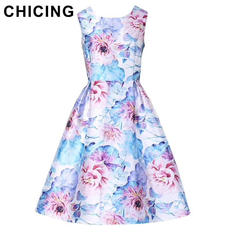 Buy CHICING Women Vintage Floral Printed Dresses 2017