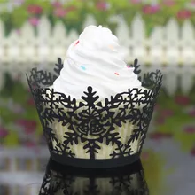 Горячая 201724 шт Рождественская пустотелая кружевная чашка Маффин, кекс бумажная упаковка обертки обертка для капкейков# June30A B