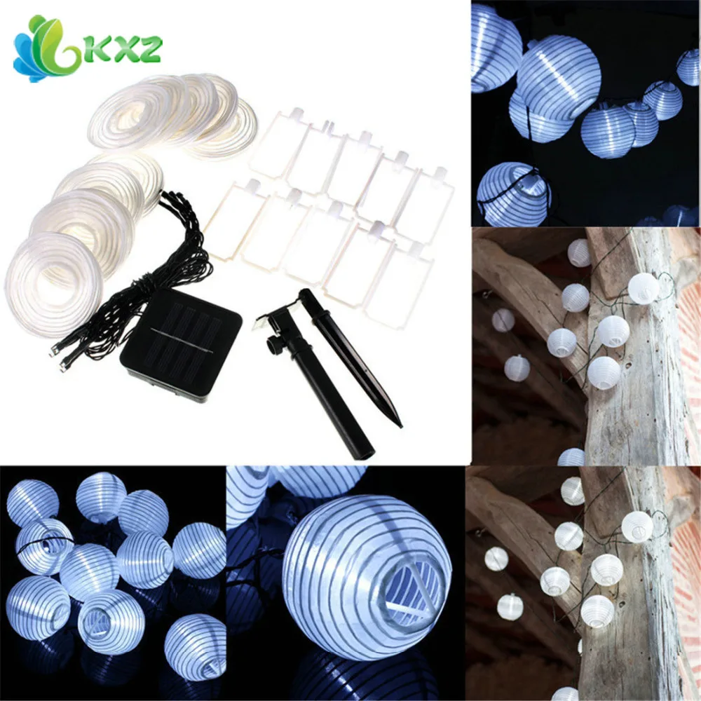Solar Power LED Fairy String Light Outdoor Waterproof White Lantern Garden Yard Decor Christmas Wedding Party Decoration Lamp