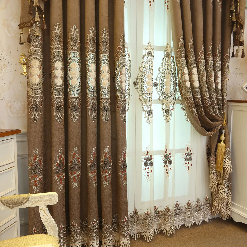 Luxury Modern Embroidered Designer Curtain Tulle Window Sheer Curtain
