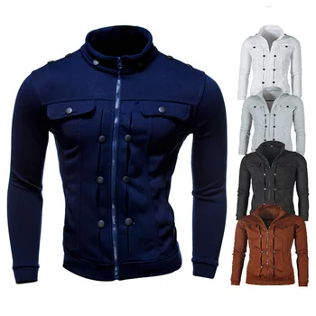 

Men's Jacket Fashion Slim Comfortable Plus Velvet Sweater Zipper Collar Cardigan Solid Color Jacket M-4XL