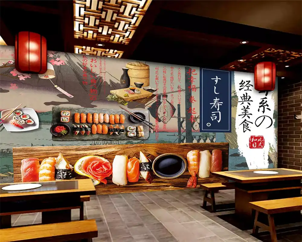 Beibehang 3d Wallpaper Dinding Kustom Jepang Dan Angin Sushi Ukiyo Beibehang 3d Wallpaper Dinding Kustom Jepang Dan Angin Sushi Ukiyo