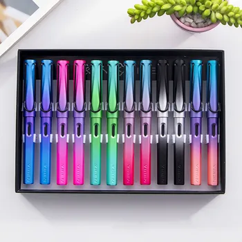 

12pcs/box Colorful Nib Fountain Pen Thickness Optional Refill Calligraph Ink Pens for Writing Signature Gift School Stationary