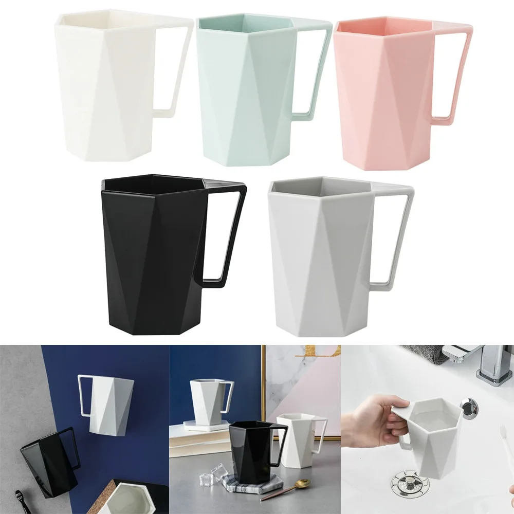 

1 PC Novelty Cup Personality Milk Juice Lemon Mug Coffee Tea Reusable Plastic Cup Color Plastic Mugs Geometric Shape Mug A18@Z