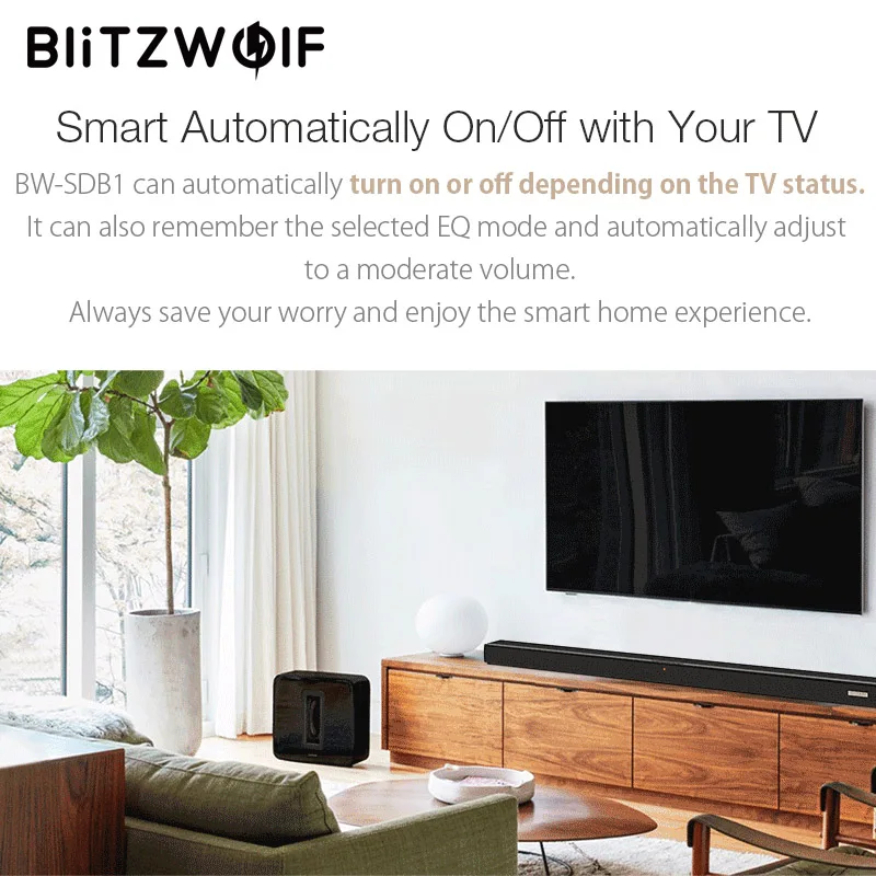 BlitzWolf 60 Вт bluetooth Звуковая Панель ТВ динамик проводной и беспроводной 36 дюймов 2 0