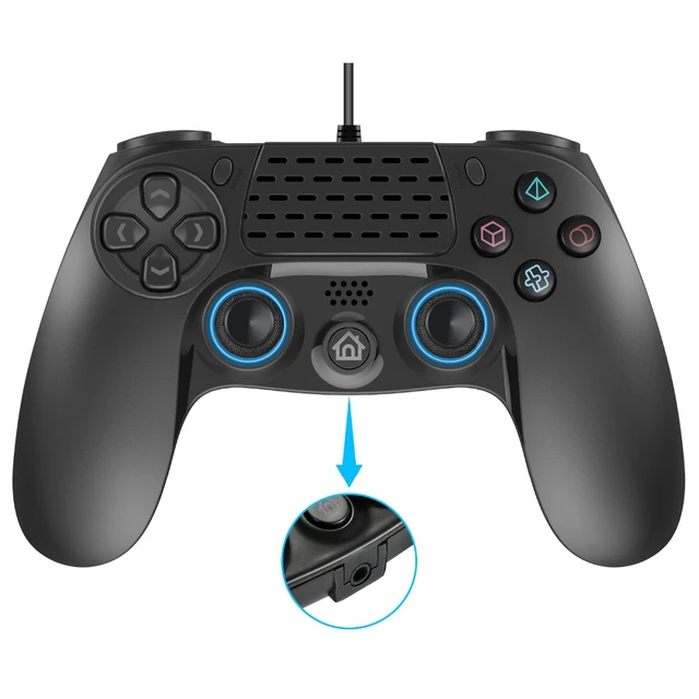 PS4 Gamepad, Dual PS4 Controller with 2.5 Meters Cable 3.5mm Jack For