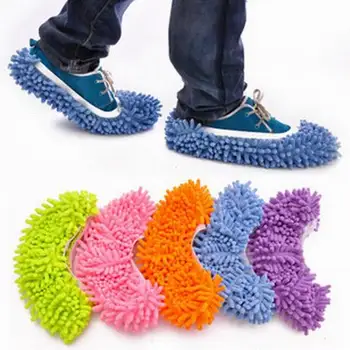 

Free Shipping 1 Piece Chenille Shoes Cover Lounged Grazing Slippers Set Mop Wigs Clean Shoes Cover