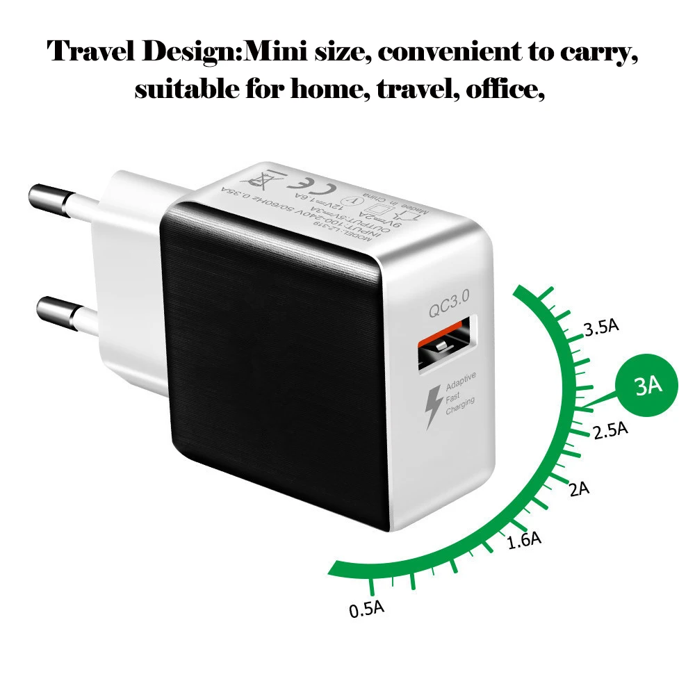 QC 3,0 Быстрая зарядка USB дорожное настенное зарядное устройство адаптер ЕС США Разъем для samsung для LG G6 xiaomi A2 Lite note 6 pro iphone зарядное устройство