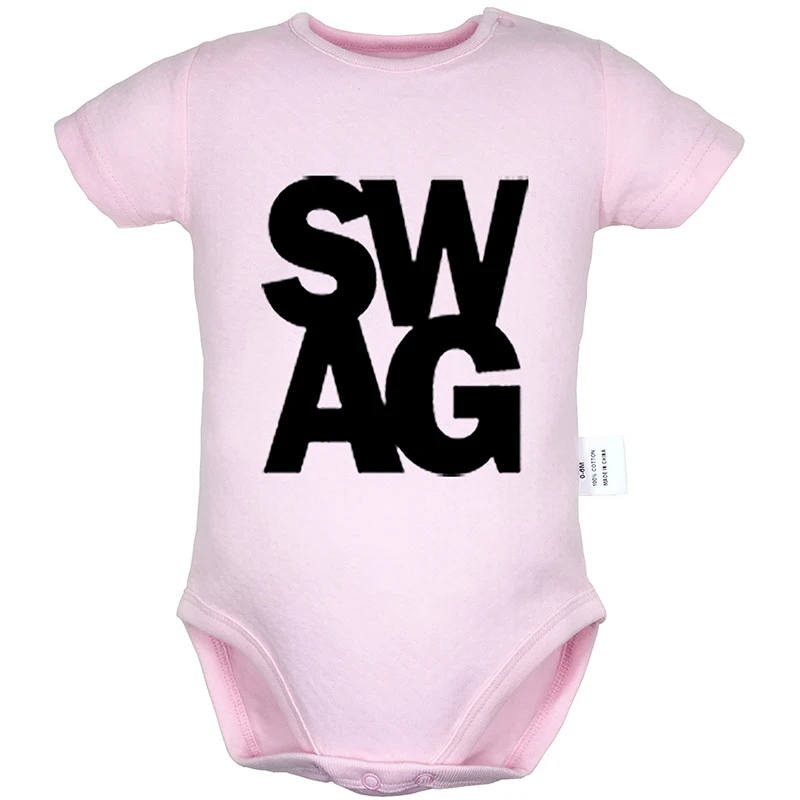 Baby789PD Забавная Одежда для новорожденных мальчиков и девочек с принтом «SWAG», комбинезон с короткими рукавами, летний комплект из хлопка - Цвет: Baby789PD