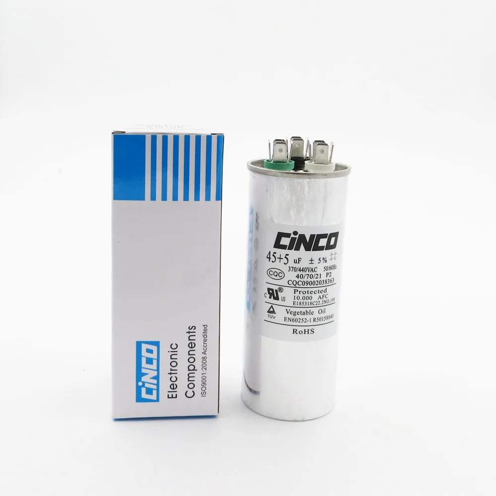 

45+5uF 370VAC 440VAC Run Capacitor Air Conditioner Compressor Motor Capacitor CBB65 Aluminum Can P2 CBB65A-1 370V 440V