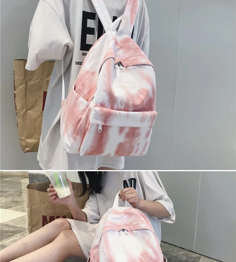 Dcimor tie tingido lona mochila feminina de