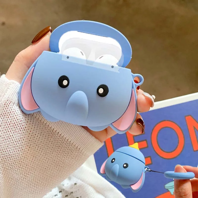 

JINSERTA Earphone Case for Airpods Silicone Lovely Cartoon Elephant Headphone Cover for Airpods Charging Box Accessories