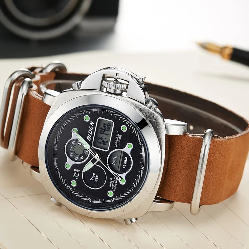 

BIDEN Luxury Black Watch Men Fashion Casual Waterproof Digital Quartz Wrist watches relogio masculino Male Clock Sports Watches