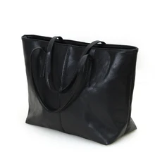 Casual Black Tote Bag Fashion PU Large Bag Women Stylish Simple Shoulder Bag Ladies Trendy Succinct Shopping Bag Handbag