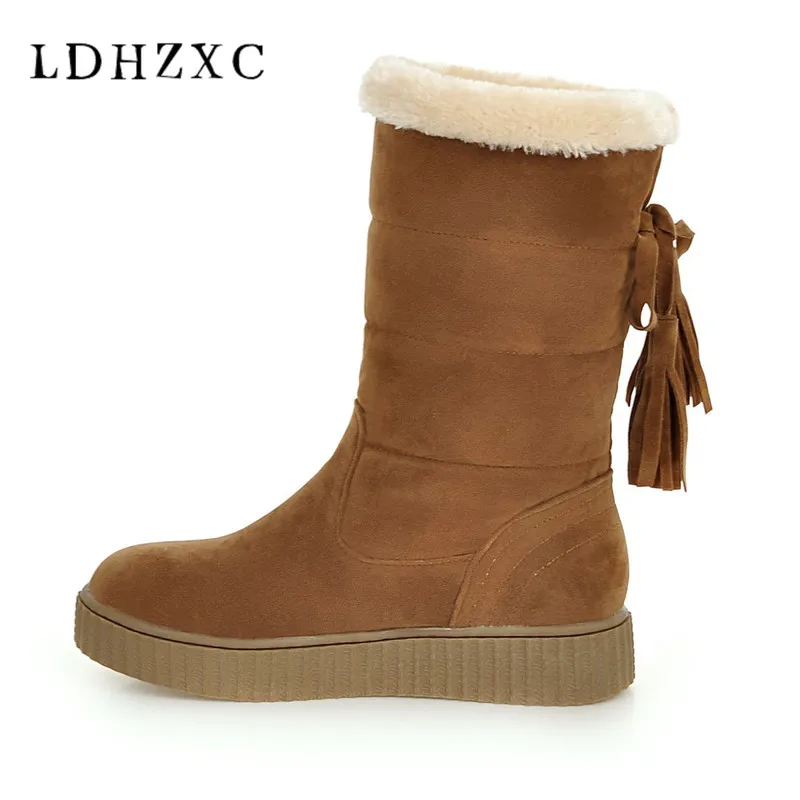 

LDHZXC Women Fashion Snow Boots 2019 New Arrival Winter Warm Short Plush Flock Women Ankle Warm Boots Fur Shoes