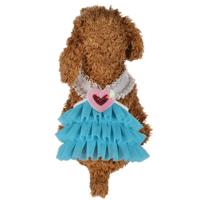 

Spring Summer Dog Dress Love Heart Bow Knot V-neck Skirt for Small Medium Dogs