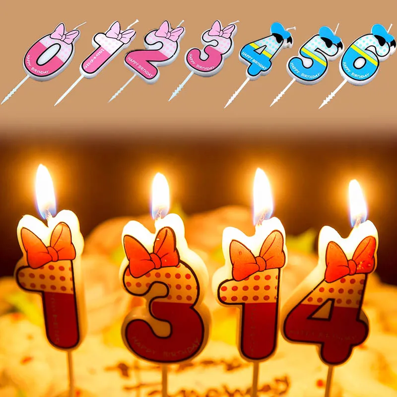 

Sale 1PC 0-9 Numbers Blue Pink Bowknot Happy Birthday Candles Funny Cake Supplies Kids Age Glims Anniversary Party Decoration