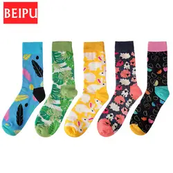 BEIPU носки для девочек Забавный мультфильм лист животных милый Harajuku Happy уличное для скейта хип хоп Винтаж повседневное хлопковые носки