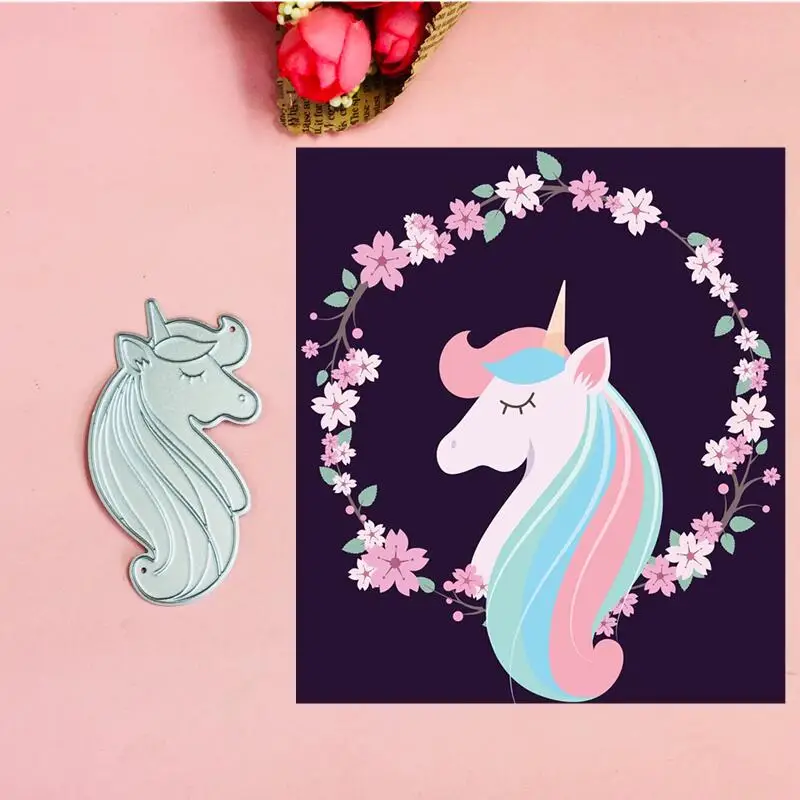 

Unicorn head Metal Cut Dies Stencils for Scrapbooking Stamp/photo album Decorative Embossing DIY Paper Cards