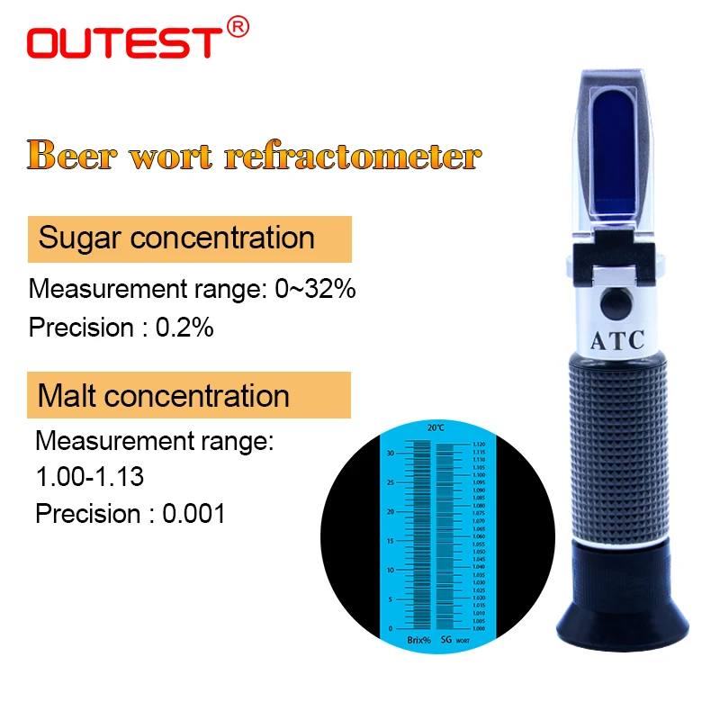 ATC рефрактометр Брикса анализатор спиртометр автоматический рефрактометр пиво мед антифриз соленость молоко сахар метр рефрактометр - Цвет: Beer meter