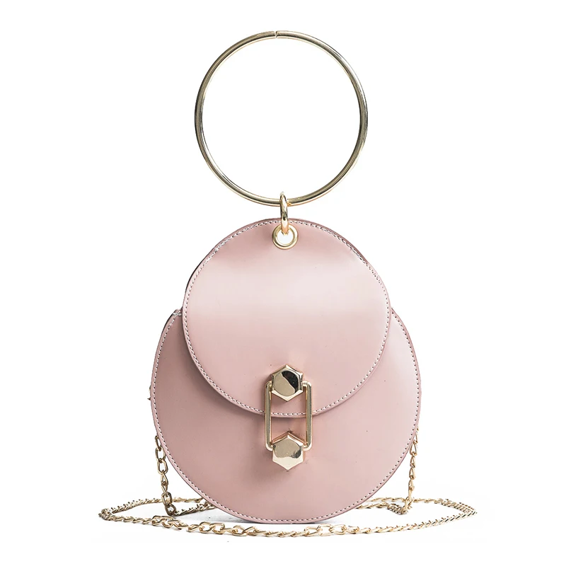 Women's Fashion Chain Crossbody Shoulder Bags Ladies Ring Decoration PU