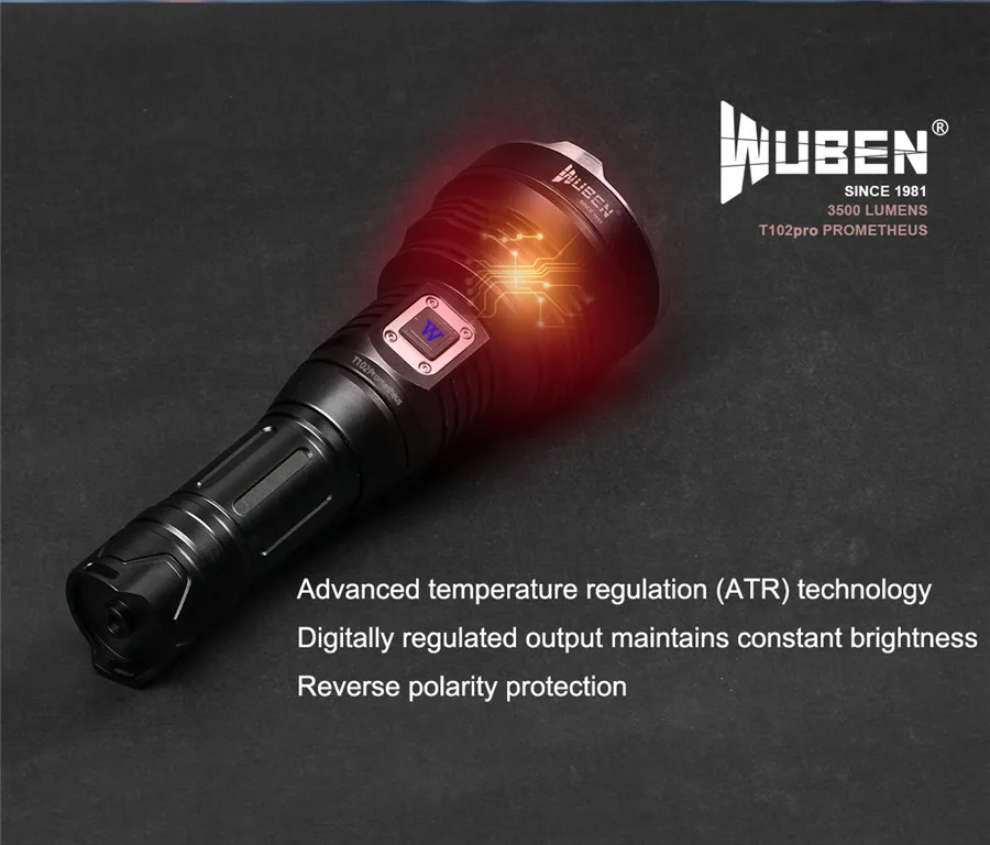 Wubne T102PRO 3500LM Cree XHP 70 LED flashlights Type C Charging ATR Technology Easy Carry High Power Flashlight (6)