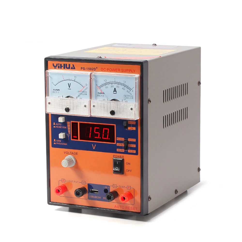 Блок питания YIHUA 1502D + 15V 2A Регулируемый блок постоянного тока ЖК дисплей
