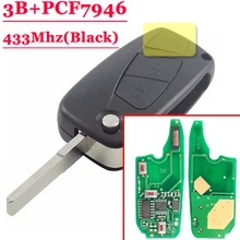(1piece)3 button flip Remote Key 433mhz for FIAt 500 Panda Punto Bravo key with PCF7946 chip