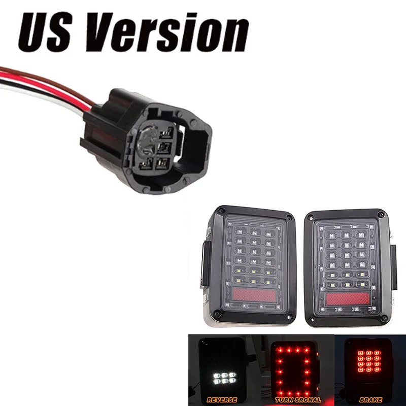 FADUIES Clear Lens LED Tail Lights Running/Brake Light Turn Signal Reverse Light For Jeep Wrangler JK Brake Light - Цвет: US version