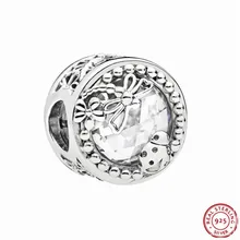 Прозрачные CZ с божьей коровки и стрекозы Зачарованные Натуральные Бусы для самостоятельного изготовления ювелирных изделий Fit PANDORA Подвески Серебро 925 FL708