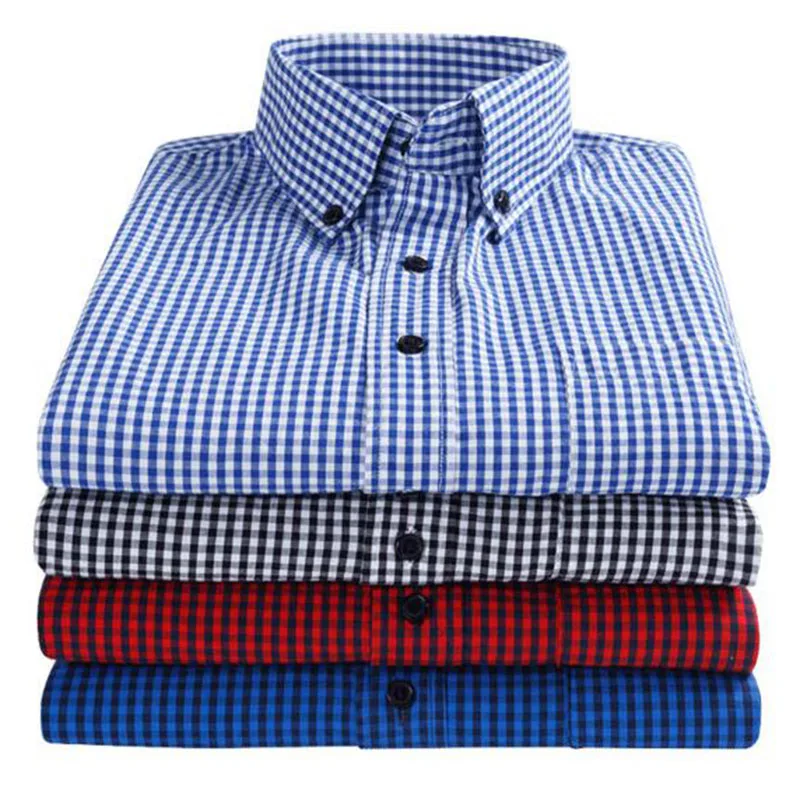 

England Style Men Long Sleeve Single Breasted Pure Cotton Shirts Camisa.Breathable Plaid Printed Mixed Color High Quality