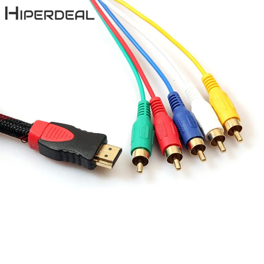 HIPERDEAL Новый 5ft HDMI к 5RCA Мужской Аудио Видео Компонент Конвертировать Кабель 1 5 м для