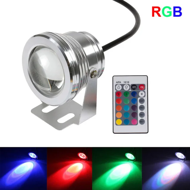 Led свет RGB для использования в грунтовых водах 10 W 12 V Светодиодный прожектор 16 Цвета Водонепроницаемый IP67 фонтан бассейн лампы затемнения