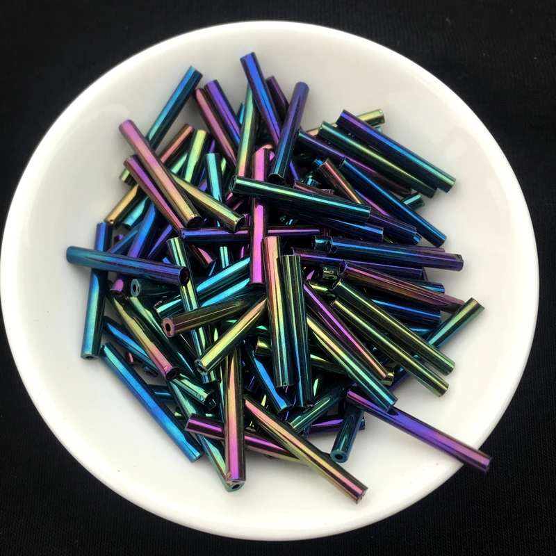 200Pcs/lot 2.5*20mm Long Size Silver Core Czech Glass Seed Bugle Beads