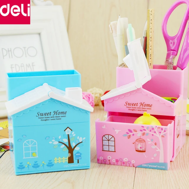Deli Pen Holder Stationery Cute Square Multifunctional Creative Desk Deli Pen Holder Stationery Cute Square Multifunctional Creative Desk Set Organizer Office School Supplies