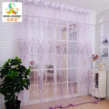 

Floral Printed Window Curtain Fabric Living Room Transparent Burnout Sheer Tulle Voile Screening 1PCS/Lot