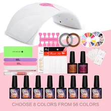Набор для наращивания ногтей 36 Вт сушилка с УФ-лампой 8 шт. Гель-лак для ногтей отмачиваемый Маникюр Полупостоянный гель набор для маникюра для ногтей Инструменты