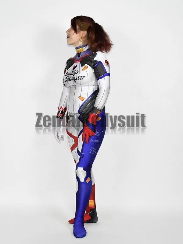3D принт D.Va Harley Quinn костюмы зентай боди два Харли Хэллоуин Косплей Костюм|harley quinn