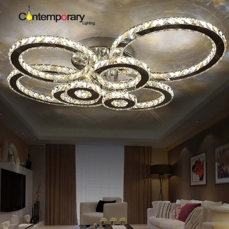 

Stainless Steel Modern LED Crystal Ceiling Lights For Living Room luminarias para sala plafon Ceiling Lamp Fixture For Bedroom