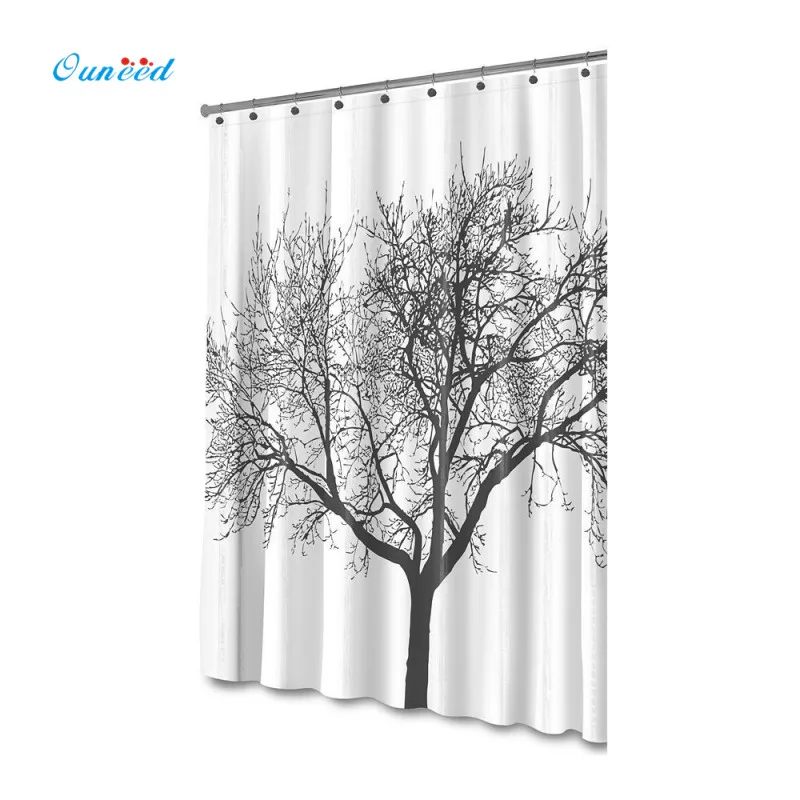 

High Quality Stylish Bold Black & White Tree Shower Curtain Waterproof & Mold Resistant Tree Design Peva Curtain for Bath