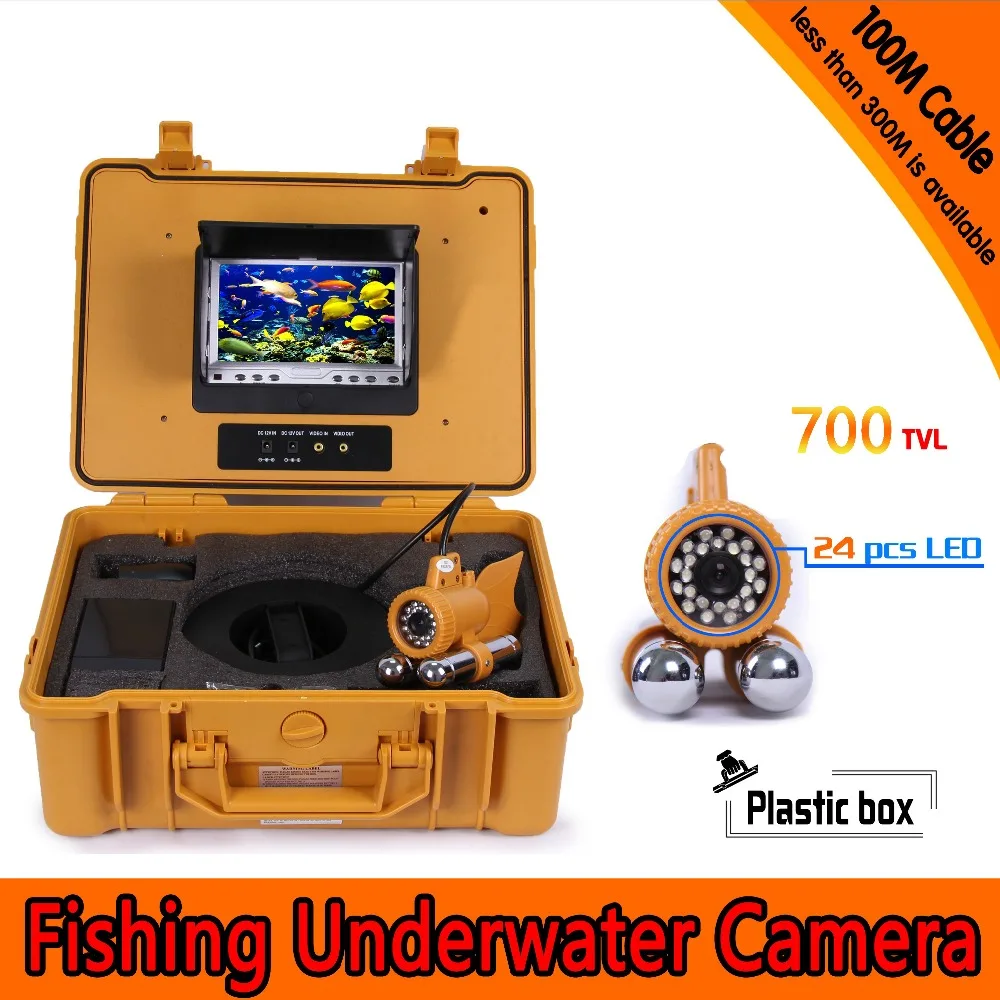 

(1 Set) 100M Cable waterproof camera HD 700TVL Dual-pendant Underwater fishing camera 24pcs white LED fish finder Night version