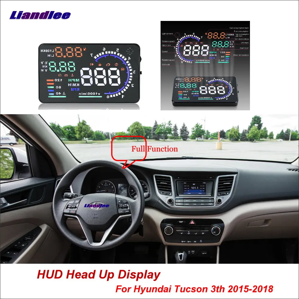 Liandlee Автомобильный дисплей HUD для hyundai Tucson 3th- цифровой проектор экран OBD пробег детектор расхода топлива