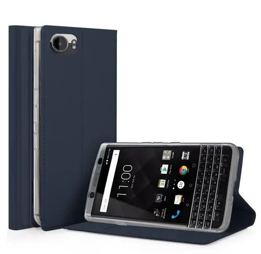 Для Blackberry KEYone чехол бизнес флип чехол-кошелек для Blackberry KeyOne из искусственной кожи тонкий телефон Fundas модный - Цвет: Синий