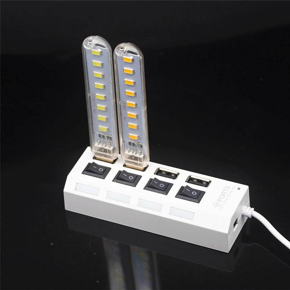 Mini 5V USB LED Book Night Light 8LEDs 4W Camping Lamp Reading Bulb For Laptop PC Computer Notebook Mobile Power Bank Charger