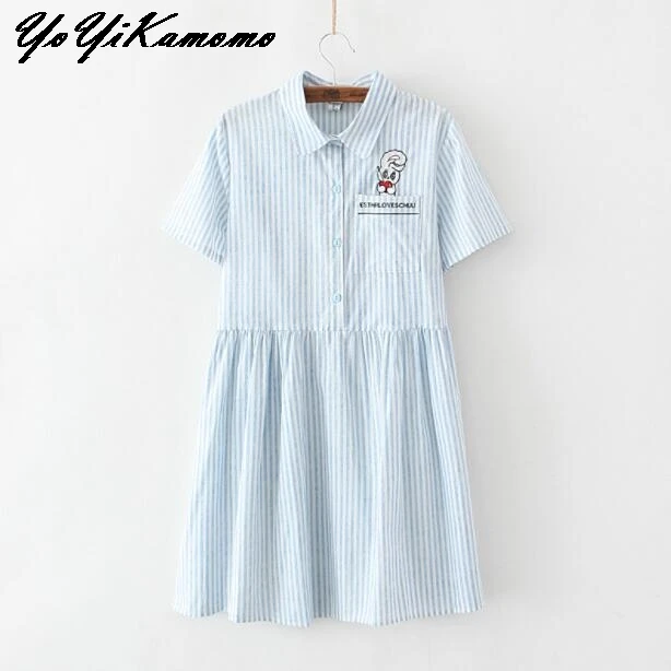 Yoyikamomo 2017 женские летние dress хлопок японский мори девушка новый кролик с короткими